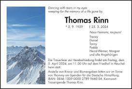 Traueranzeigen von Thomas Rinn
