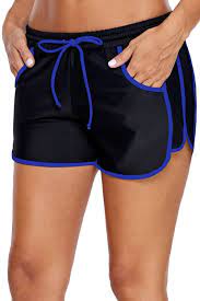 Sporty Piping Trim Black Swim Shorts Us 18 20 2xl Casual Swimsuit Swim Shorts Women Swim Suit Bottoms