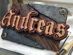 Precision Board Carved Name Plaque In Progress Unique Wood Carving Carved Signs Name Plaques