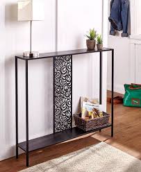 Metal Console Table Slim Black Living Room Entry Way Scrolled Display Storage Metalconsoletab Metal Console Table Entryway Console Table Small Entryway Table