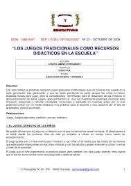 A partir de 6 años. Juegos Tradicionales En La Escuela