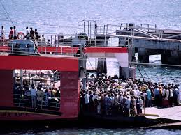 The 539 metres likoni footbridge. Images Of Kenya Crowded Ferry In Mombasa