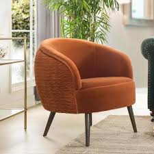 This style is also available in green, and looks great paired with it too. Jennifer Taylor London Mid Century Modern Ruched Barrel Chair Burnt Orange 60280 Mvo The Home Depot