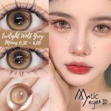 Jual SOFTLENS MINUS ABU COKLAT NATURAL || MYSTICEYES GOLDEN HAZEL WOLF GREY  || 14,5MM