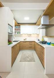 A U Shaped Modular Kitchen Design With Minimal Handles Wood Veneers Finished With White Laminate In 2020 Kitchen Design Open Kitchen Design Indian Kitchen Design Ideas