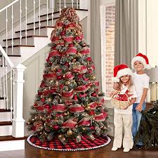 Discover the best christmas tree skirts in best sellers. Ourwarm 48 Inch Buffalo Plaid Christmas Tree Skirt Red And Black Buffalo Check Tree Skirt With Pom Pom Double Layers Farmhouse Goals