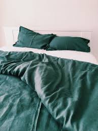 You may use your comforter without a top bed sheet (flat sheet), as the duvet cover can really be removed and washable as often as your size : Emerald Linen Bedding Set Linen Duvet Cover And 2 Pillow Cases Dark Green Us Twin Euro Full Us Queen U Linen Duvet Covers Bed Linens Luxury Linen Duvet