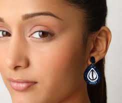 Ramneek' Black Embroidered Earrings : Handmade Gifts l Artscrafted