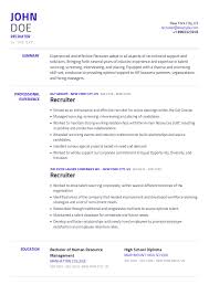• your job title and years of experience. Recruiter Resume Example With Content Sample Craftmycv