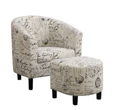coaster white vintage french script pattern accent chair with ottoman 900210ii goedekers com sillones modernos muebles de madera sala diseno de muebles