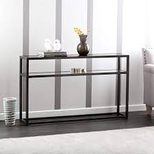 Amazon Com Baldrick Glass Media Console Table Space Saving W Slim Profile 2 Tier Kitchen Dinin Modern Console Tables Console Table Media Console Table