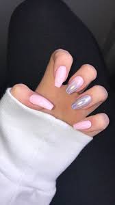 Baby Pink Acrylic Coffin Nails With Chrome Acrylicnailideas Acrylic Nails Coffin Pink Acrylic Nails Chrome Holographic Nails