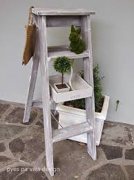 We sell these ladder frames, so you can add shelving planks to make crafts with a 5 step wood vintage shelf unit made from antique ladder 56t. Pyes Pa Villa Design Vintage Ladder With Chalk Paint Dry Brush Technique Vintage Ladder Chalk Paint Chalk