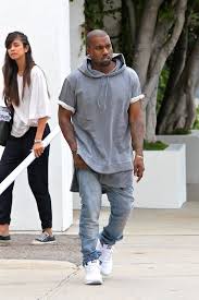 We recommend a size up. A P C Kanye Collaboration Shortsleeved Hooded Sweatshirt And Stonewashed Indigo Jeans Kanye West Style Yeezy Outfit Mens Streetwear
