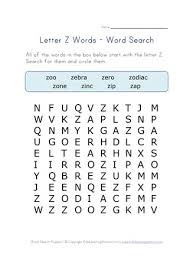 Learn to spell your name in morse code and send sos. Letter Z Word Search All Kids Network