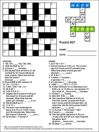 Printable math puzzles pdf | printable crossword puzzles. Math Cross Puzzle Puzzle 27 Education World