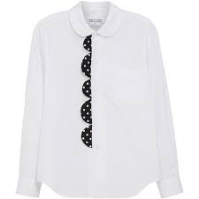 Women S Comme Des Garcons Dotted Trim Broadcloth Blouse 2 542 080 Idr Liked On Polyvore Featuring Tops Blouses Scal Women Scalloped Blouse Clothes Design