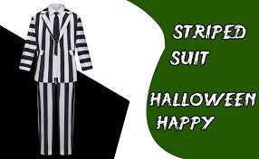 Amazon.com: Beetle Movie Juice Costume Male Adult Black and White Vertical Striped Suit Men Halloween Costumes 80s Scary 2024 Movie Character Cosplay Party Outfit with Shirt Tie SV018S : Clothing, Shoes & - Product from Amazon.com