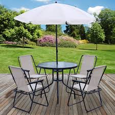 Some patio dining sets can be shipped to you at home, while others can be picked up in store. 6pc Garden Patio Furniture Set Outdoor Cream 4 Seat Round Table Chairs Parasol Ebay