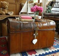 Old Tin Trunk Metal Chest Storage Box Coffee Table Victorian Railway Trunk Metal Chest Diy Furniture Renovation Metal Trunks