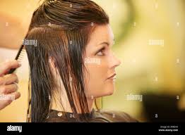 Having hair cut hi-res stock photography and images