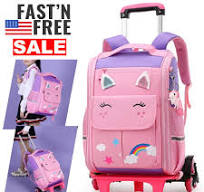 Unicornio Mochila Escolar Rosa Con Ruedas Para Niñas De 5 6 7 8 9 10 11 12  Años