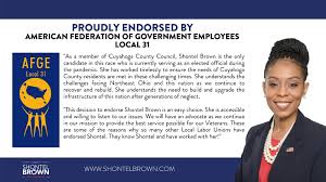 Aug 04, 2021 · the associated press also projected cuyahoga county democratic party chair shontel brown as the winner in ohio's 11th democratic primary. Shontel Brown For Congress On Twitter Truly Honored To Have The Support Of Our Local Federal Employees Being Able To Serve The Men And Women That Serve Us Day In And Day