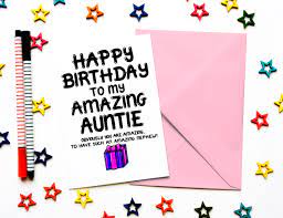 Funny Auntie Birthday Card Joke Birthday Card for Auntie - Etsy Norway