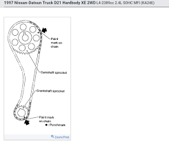 Here's a simplified camshaft position sensor diagram for the 1996, 1997 2.4l nissan pickup. Timing Chain Marks Four Cylinder Two Wheel Drive Manual Just