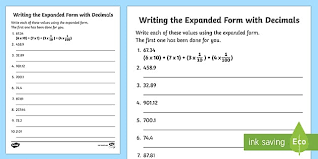 We had to move it over to the left 9 times. Expanded Form Worksheet Math Teaching Resources Twinkl