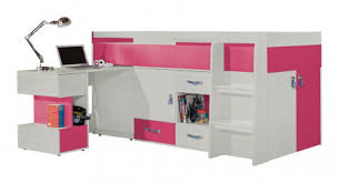 Hochbetten sind durch den erhöhten schlfplatz ideal zum darunter spielen & lernen. Kinderbett Hochbett Mit Schrank Und Schreibtisch Felipe 21 Rosa Weiss Liegeflache 90 X 200 Cm