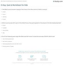The house of lancaster and the house of york fought in the wars of the roses. D Day Quiz Worksheet For Kids Study Com