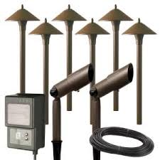 Low Voltage Aged Brass Halogen 6 Path Light And 2 Spot Light Kit Low Voltage Outdoor Lighting Landscape Lighting Kits Led Landscape Lighting