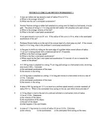 Fillable Online Physics 12 Circular Motion Worksheet 1 Fax Email Print Pdffiller