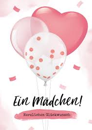 Und werden sie wohl jemals ruhn'? Karte Gluckwunsch Geburt Madchen Luftballons Kaartje2go