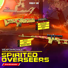 Bocoran weapon royale terbaru di server indonesia dan update an lainnya!!! Garena Free Fire Hi Survivors Gun Skin Terbaru Di Weapon Royale Sudah Hadir Ayo Spin Sekarang Dan Dapatkan Booyah Dengan Menggunakan Gun Skin Spirited Overseers M60 Dan Svd Freefire Weaponroyale