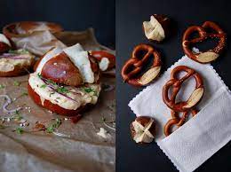 Pretzel Buns With Camembert Caraway Seeds And Red Onions Meike Peters Eat In My Kitchen