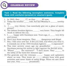 An international arts website is looking for reviews of novels for a new section called 'a reader writes'. Read The Following Incomplete Sentences Complete Them With Am Is Are Present Or Was Were Past