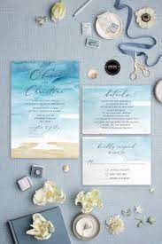 Beach Wedding Invitation Template Destination Wedding Etsy Watercolor Wedding Invitations Beach Wedding Invitations Wedding Invitation Templates