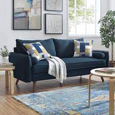 Modway Revive Upholstered Fabric Sofa In Azure Eei 3092 Azu The Home Depot In 2020 Upholstered Fabric Furniture Modern Sofa