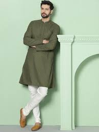 House Of Pataudi Men Olive Green Embroidered Straight Kurta 3499 Kurta Men Olive Green Mens Outfits