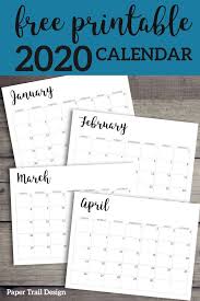 2020 Calendar Printable Free Template Paper Trail Design Calendar Printables Planner Printables Free Monthly Calendar Printable