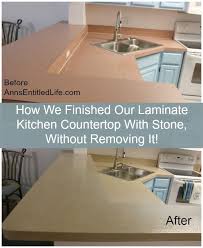 How We Finished Our Laminate Kitchen Countertop With Stone Without Removing It In 2020 Replacing Kitchen Countertops Laminate Kitchen Refinish Countertops