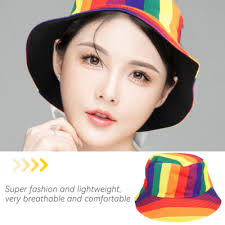 Rainbow Color Bucket Hat Fashion Sun Protection Hat Colorful (Rainbow) Sun  Hat