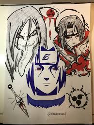 Sasuke Itachi And Orochimaru Drawing With Kunai And Cursed Mark En 2020 Dibujos