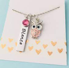 Excited To Share This Item From My Etsy Shop Owl Necklace Little Girls Necklace Personalized Owl Little Girl Jewelry Kids Jewelry Back To School Necklaces