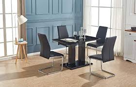 Furniturebox uk giovani modern black/white high gloss glass dining table set and 6 contemporary milan chairs set (dining table + 6 black milan chairs) 4.2 out of 5 stars 8 £504.99 £ 504. Furniturebox Uk Imperia Modern Black High Gloss Dining Table And 4 Lorenzo Chrome Leather Dining Chairs Set Dining Table 4 Black Lorenzo Chairs Buy Online In Angola At Angola Desertcart Com Productid 98994965