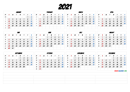 Download 2021 weekly planner templates in landscape and portrait layout for any month or week you like. Free Printable 2021 Yearly Calendar With Week Numbers Calendarex Com