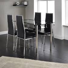Maira Glass Dining Table Set With 4 Aston Dining Chairs Glass Dining Table Set Contemporary Glass Dining Table Furniture