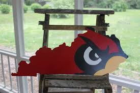 Louisville Cardinal Bird On Kentucky State By Craftycreationsmd Louisville Cardinals Wooden Door Signs Cardinal Decor